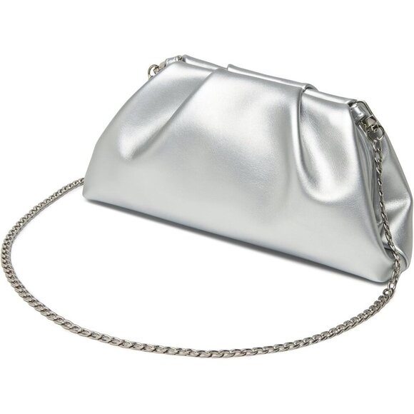 🆕Women's Silver Soft PU Leather Clutch Purse Elegant Formal Evening Bag - Picture 9 of 9